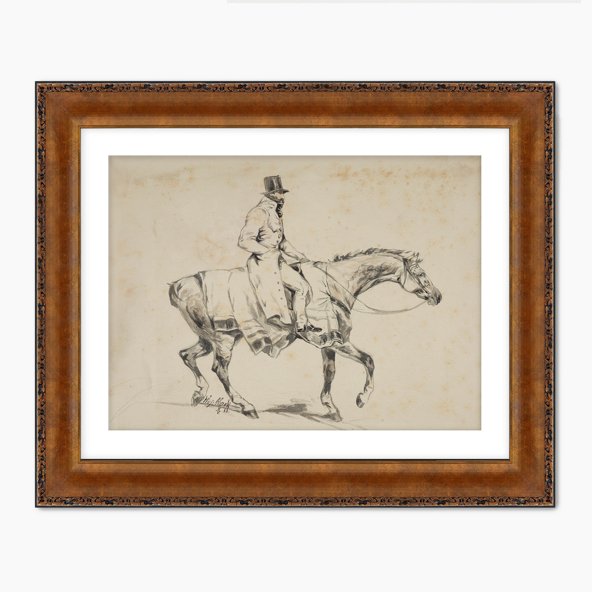 Vintage Horse and Rider Illustration