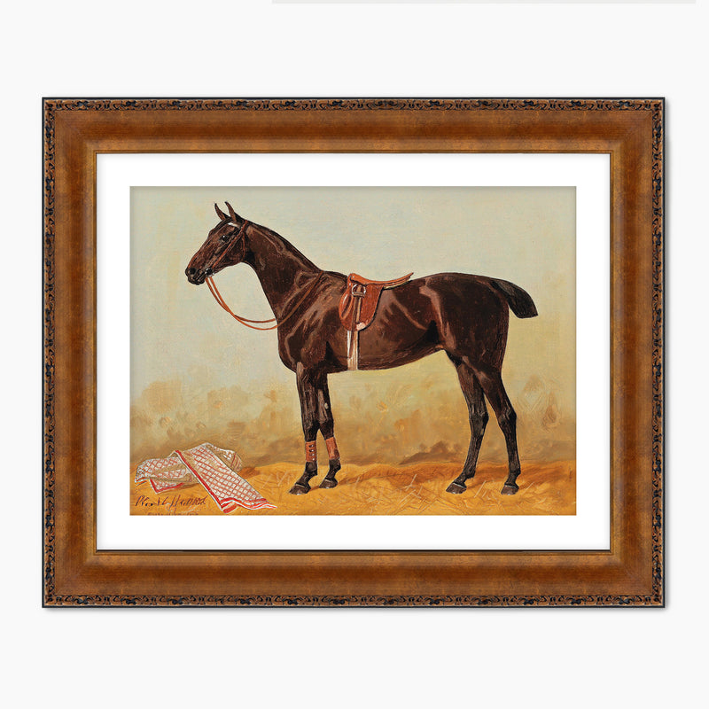 Vintage Horse Painting - Copper Patina Frame - Sage and Rose Prints