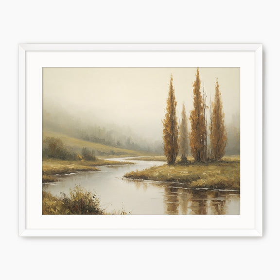 Tall Trees by a Peaceful River - Sage and Rose Prints