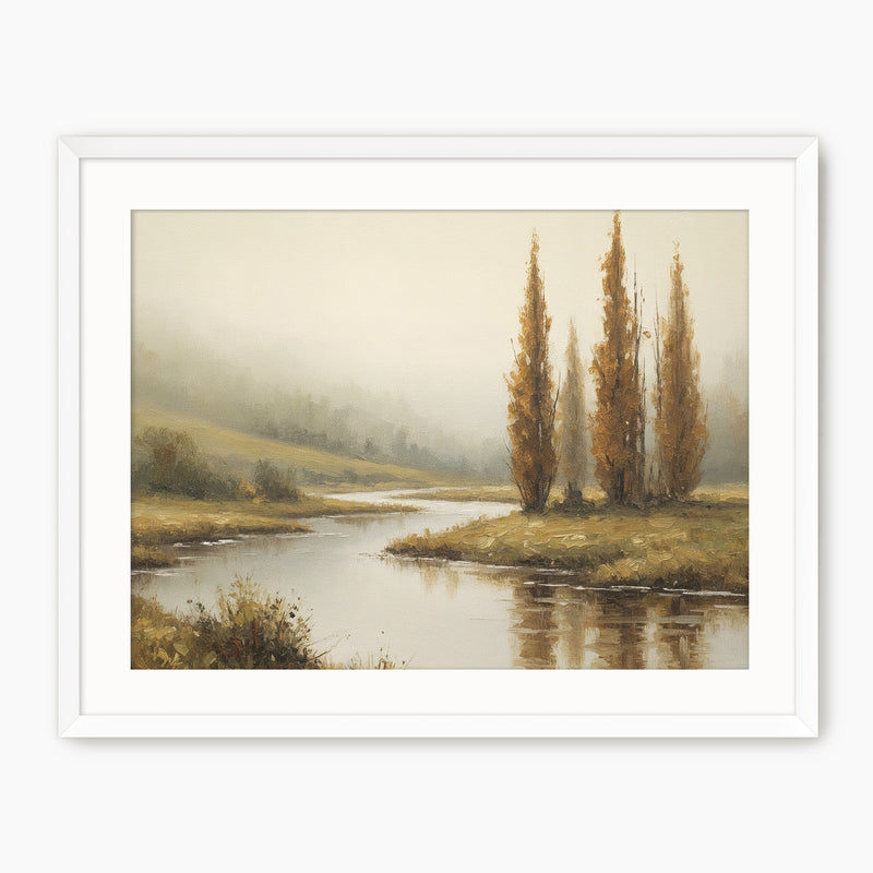 Tall Trees by a Peaceful River - Sage and Rose Prints