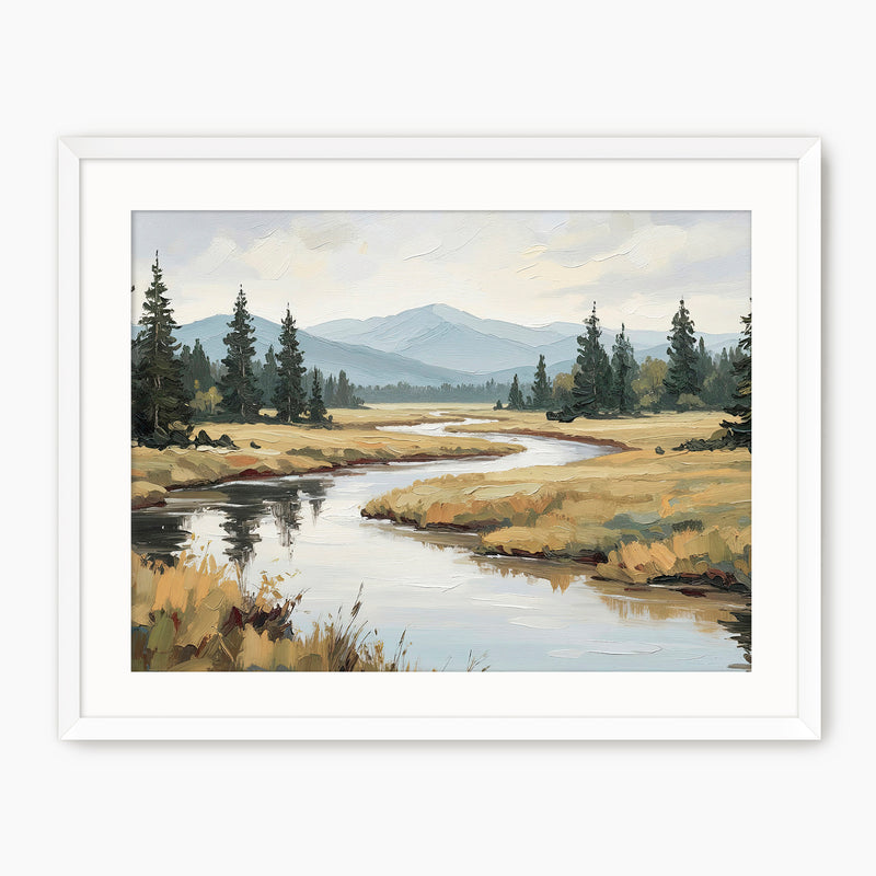 Late Summer River Landscape - Sage and Rose Prints