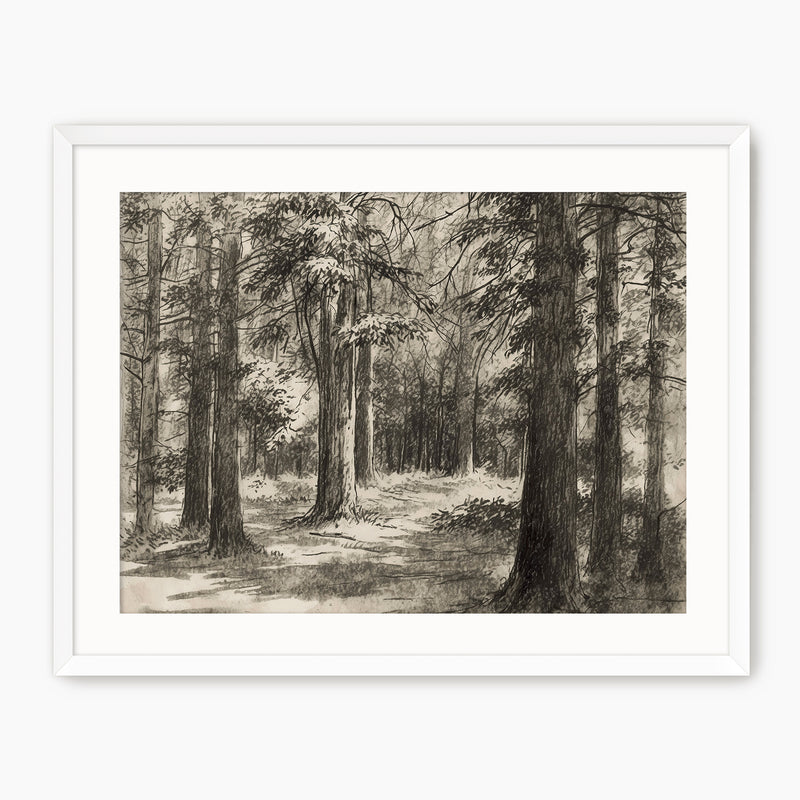 Vintage Forest Sketch - Sage and Rose Prints