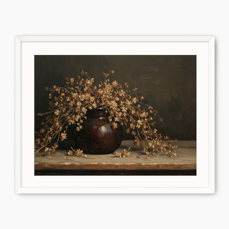 Vintage Still Life of Dried Grasses and Vase - Sage and Rose Prints