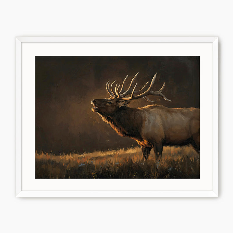 Moody Elk Wildlife Painting - Sage and Rose Prints