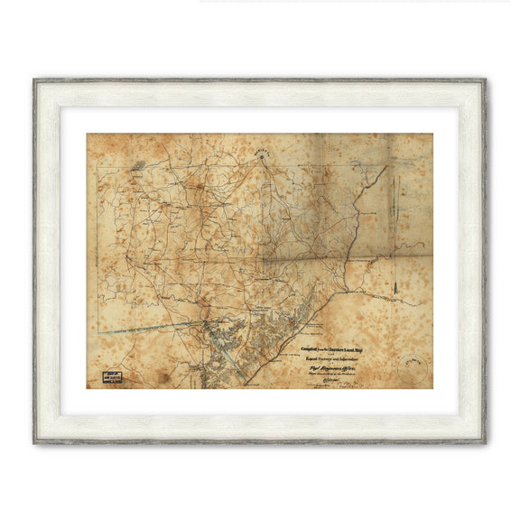 Historic Sepia Map of Cobb County, Georgia - Sage and Rose Prints