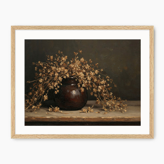 Vintage Still Life of Dried Grasses and Vase - Sage and Rose Prints