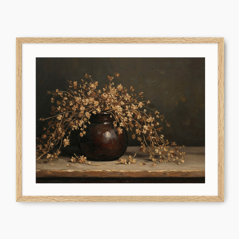 Vintage Still Life of Dried Grasses and Vase - Sage and Rose Prints