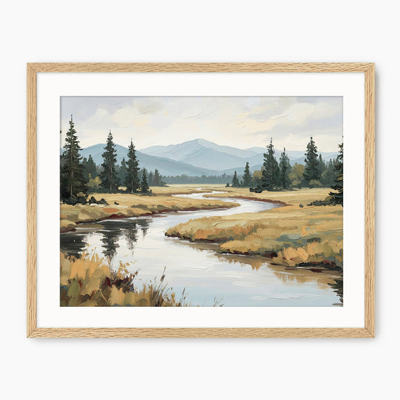 Late Summer River Landscape - Sage and Rose Prints