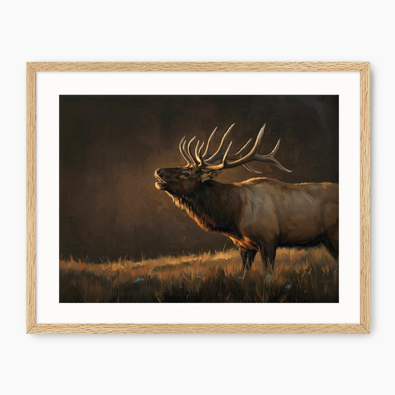 Moody Elk Wildlife Painting - Sage and Rose Prints
