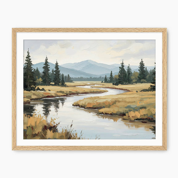 44-  Late Summer River Landscape - Sage and Rose Prints