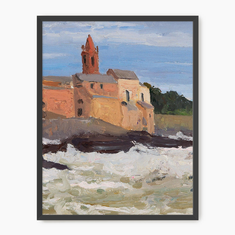 Post Impressionist Coastal Village Print - Sage and Rose Prints