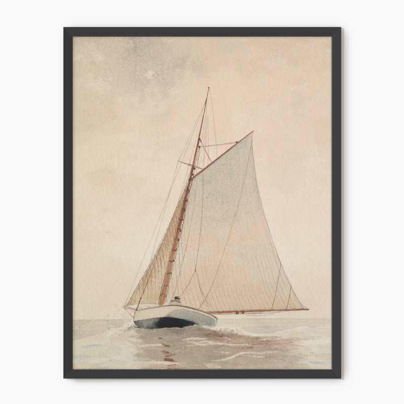 Vintage Beige Sailboat Print - Sage and Rose Prints