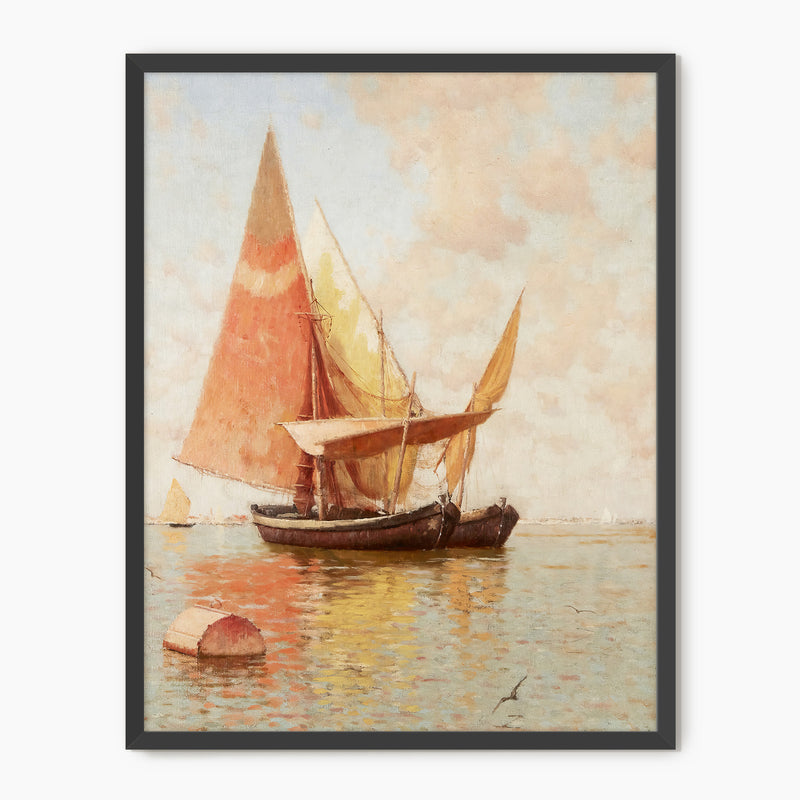 Vintage Amber Sailboat Print - Sage and Rose Prints