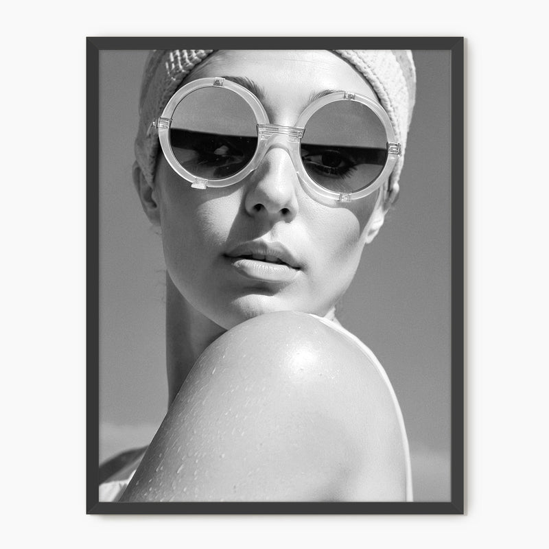 Black and White Photo of Woman in Sunglasses - Sage and Rose Prints
