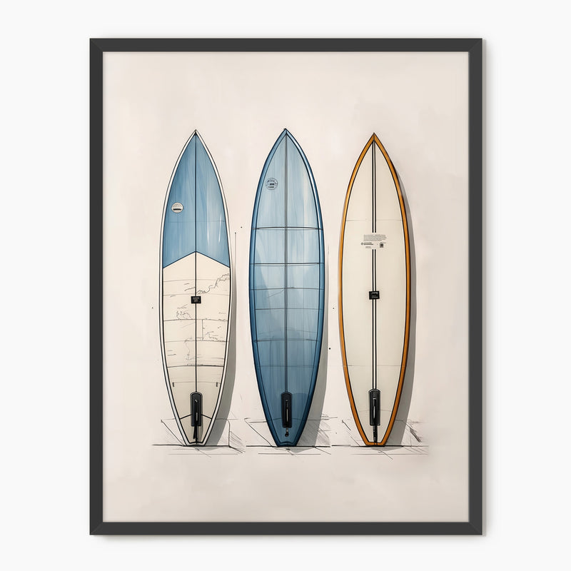 Surfboard Wall Art Sketch - Sage and Rose Prints
