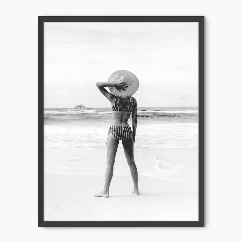 Woman On the Beach Retro Photo No1 - Sage and Rose Prints