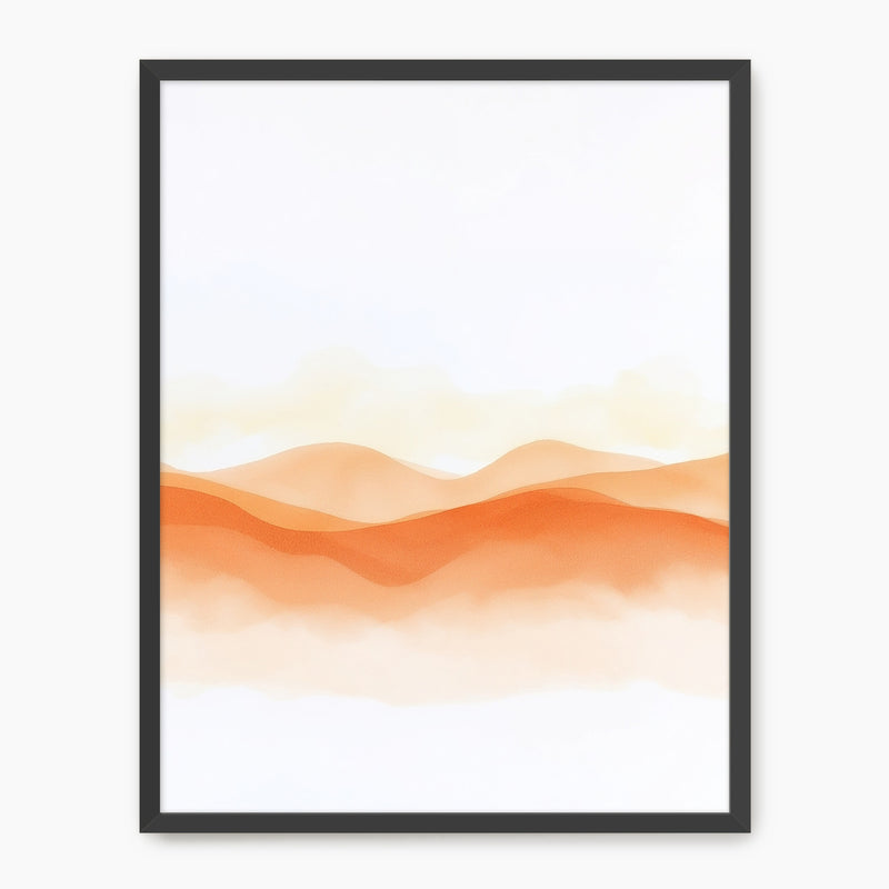 Orange Watercolor Landscape Print - Sage and Rose Prints