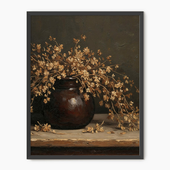 Vintage Still Life with Dried Grass Bouquet - Sage and Rose Prints