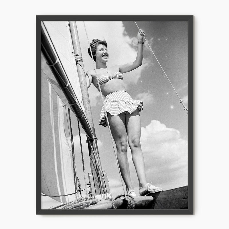 Woman on a Sailboat Old Photo - Sage and Rose Prints