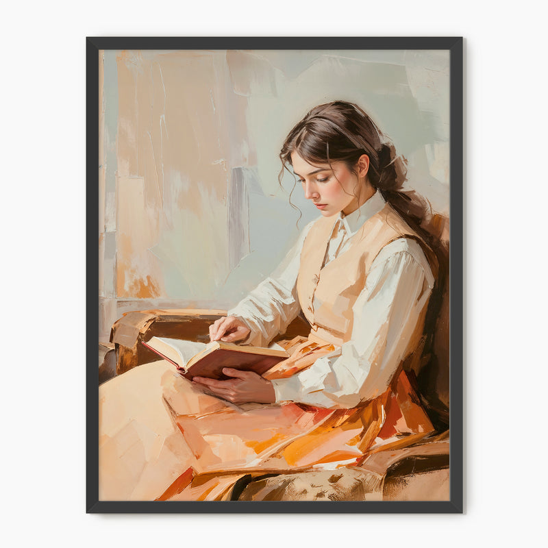 Victorian Woman Reading Fall Print - Sage and Rose Prints
