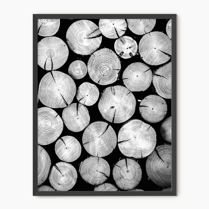 Black and White Cut Logs Photo - Sage and Rose Prints