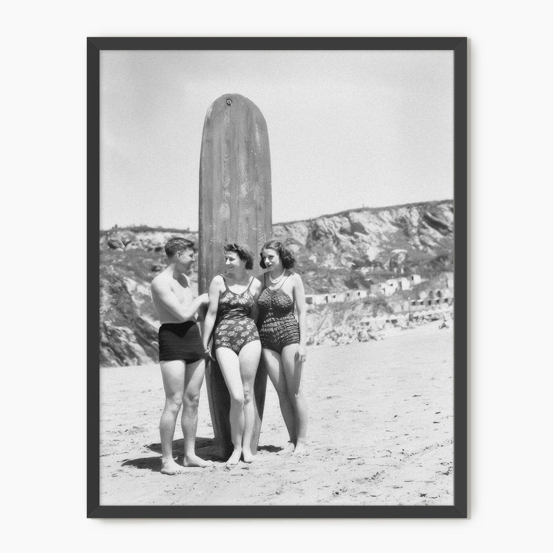 Surfboard on the Beach Old Photo - Sage and Rose Prints