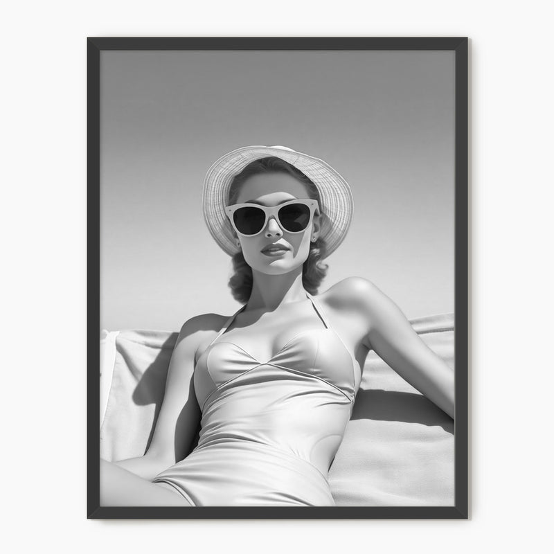 Black and White Beach Babe Photo No1 - Sage and Rose Prints