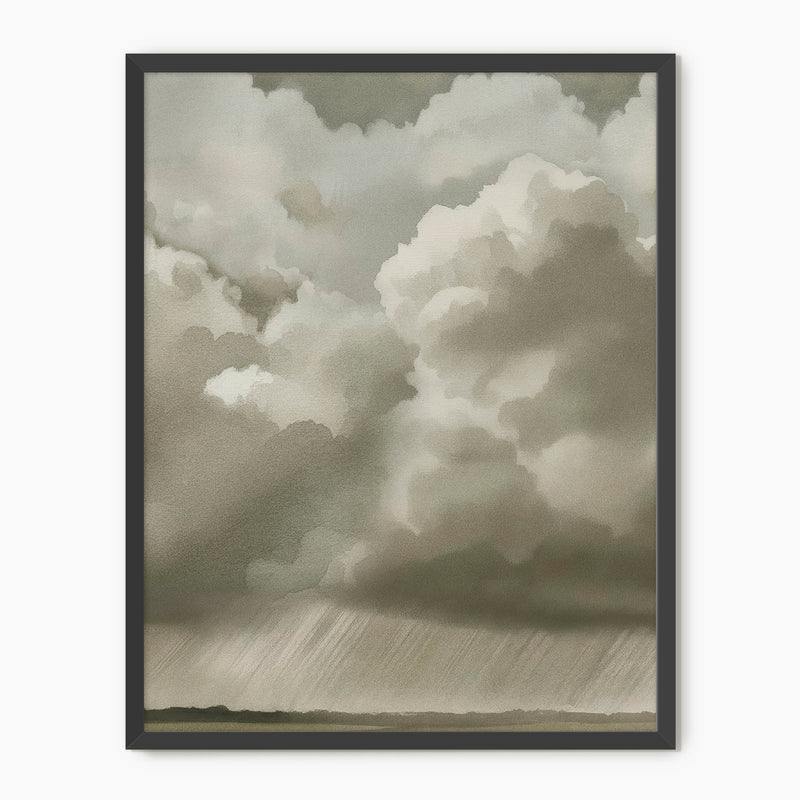 Rain Clouds over the Plains Watercolor - Sage and Rose Prints
