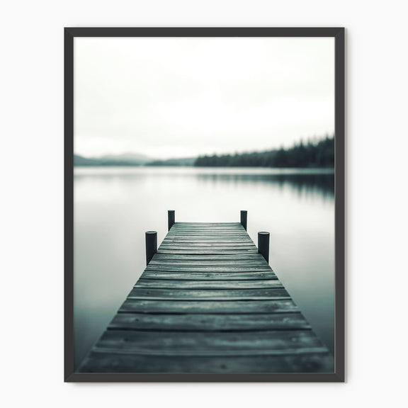 Black and White Moody Lake Photo - Sage and Rose Prints