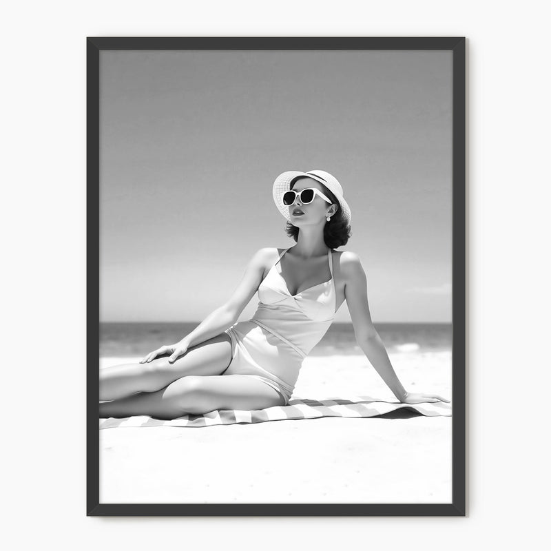 Woman Sunbathing Monochrome Photo Print No1 - Sage and Rose Prints