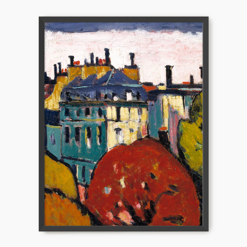 Vibrant Print of a French Village - Sage and Rose Prints