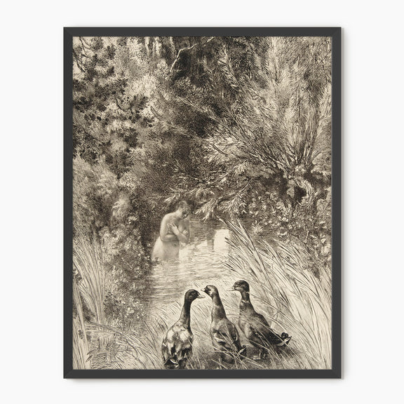 Vintage Trio of Ducks Drawing - Sage and Rose Prints