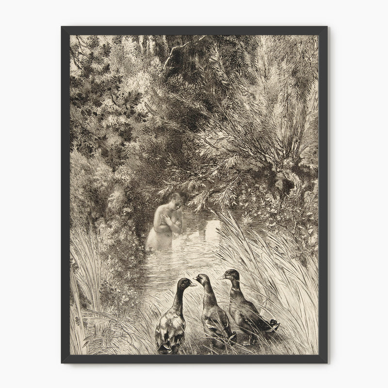 Vintage Trio of Ducks Drawing - Sage and Rose Prints