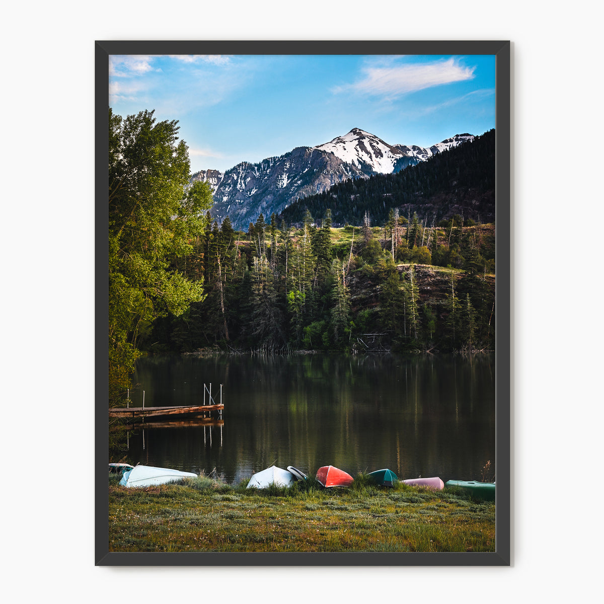 Canoes on the Lake Mountain Photography - Sage and Rose Prints