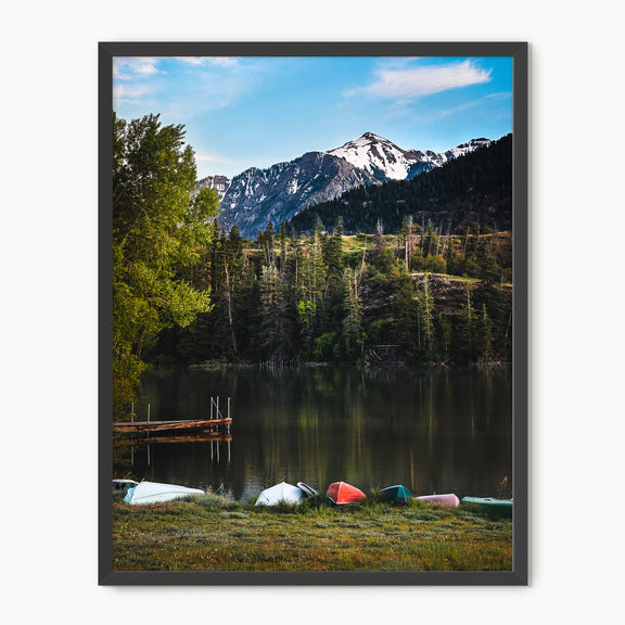 Canoes on the Lake Mountain Photography - Sage and Rose Prints