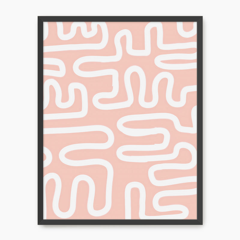 Coral Blush Organic Maze Print - Sage and Rose Prints
