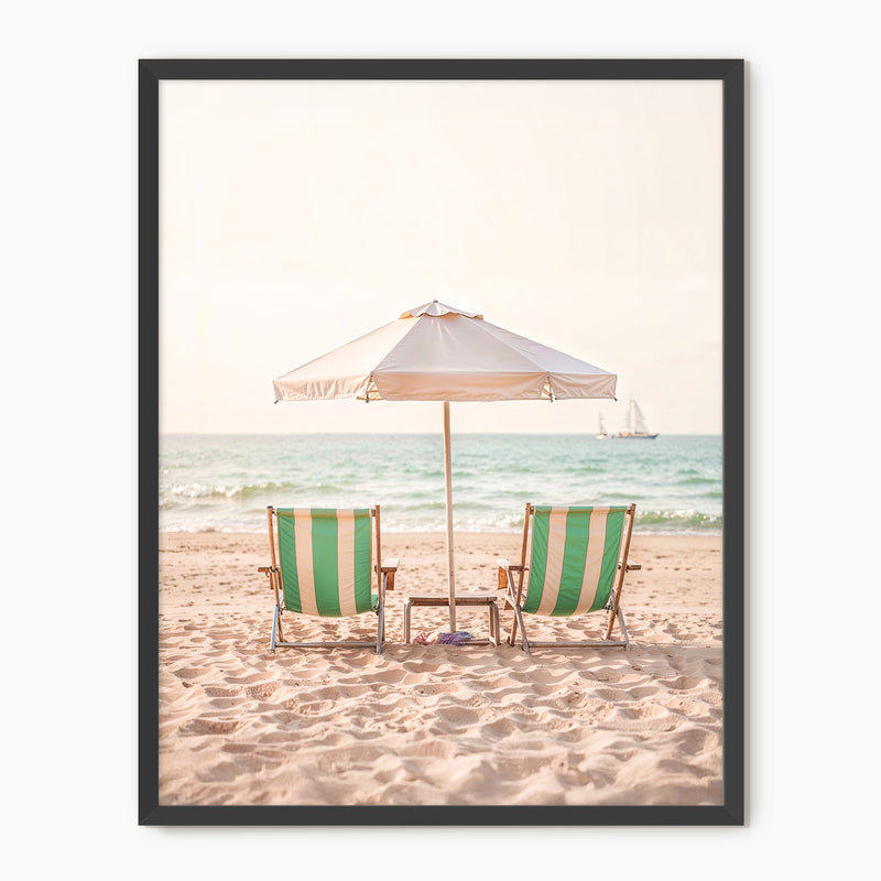 Sepia Pastel Beach Chairs - Sage and Rose Prints