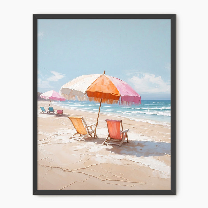 Peaceful Beach Umbrellas Watercolor Print - Sage and Rose Prints