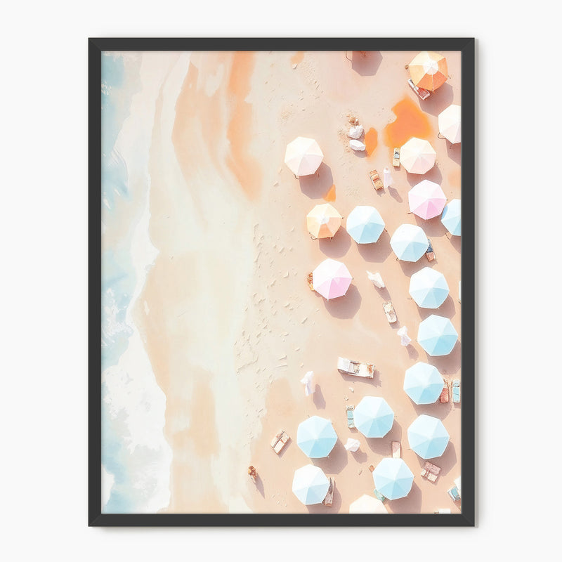 Pastel Beach Umbrellas from Above - Sage and Rose Prints