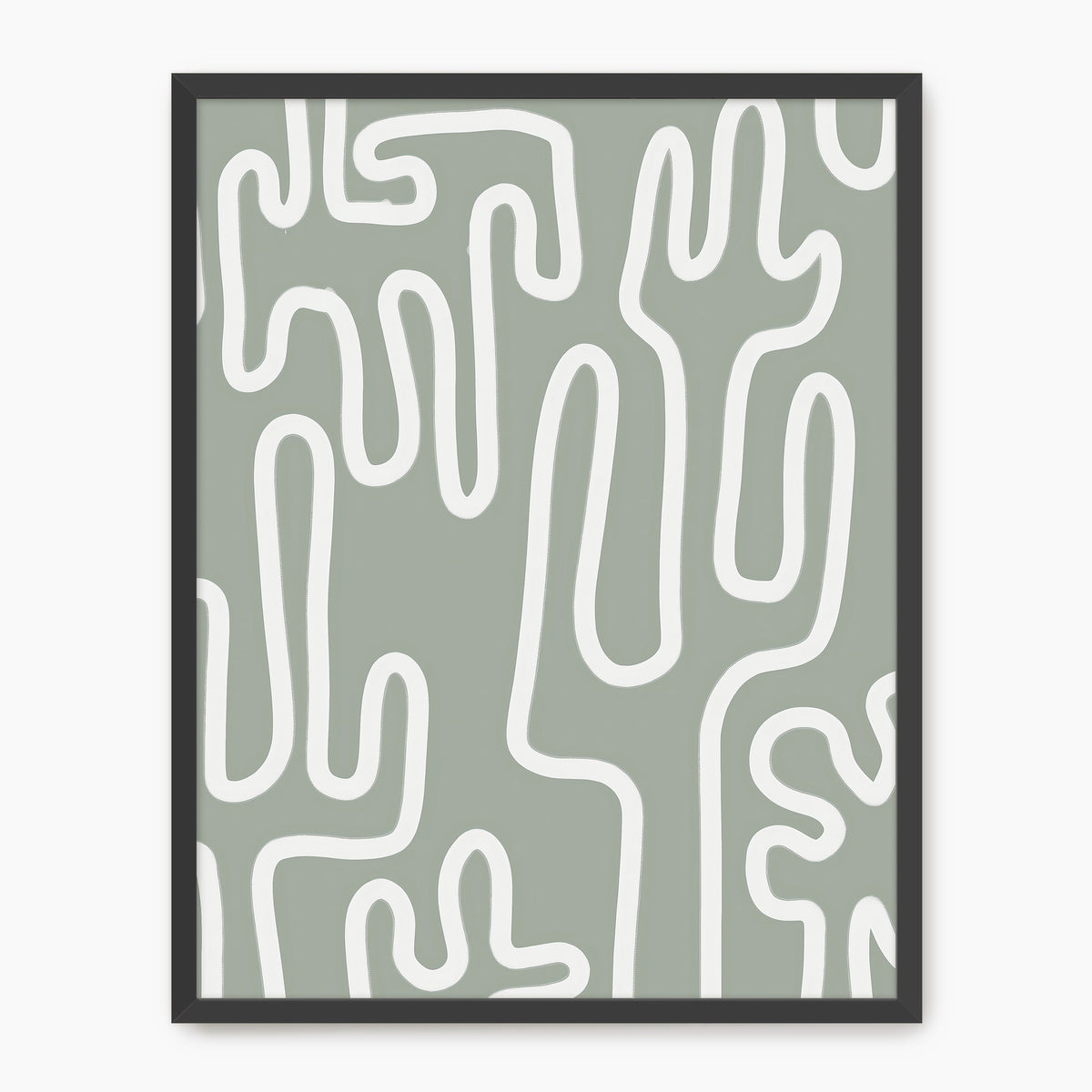 Abstract Cactus Line Art Print - Sage and Rose Prints