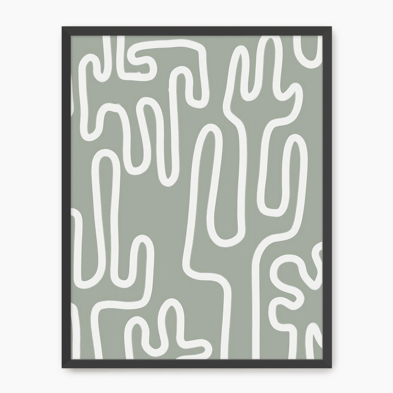 Abstract Cactus Line Art Print - Sage and Rose Prints