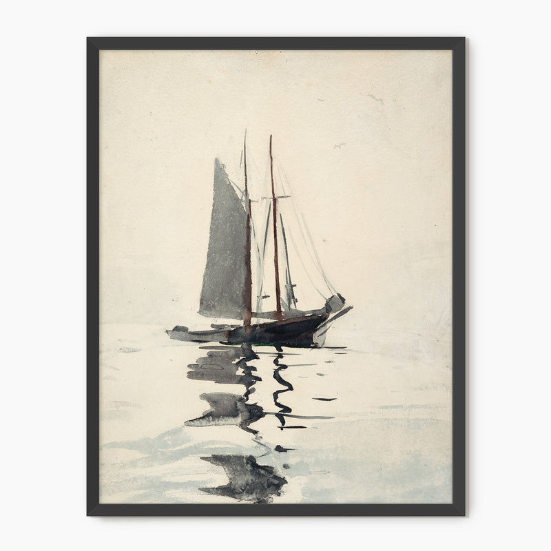 Neutral Sailboat Watercolor Print - Sage and Rose Prints