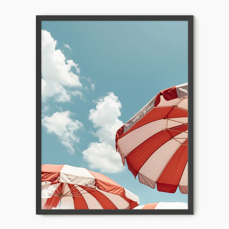 Red White and Blue Retro Beach Umbrellas - Sage and Rose Prints