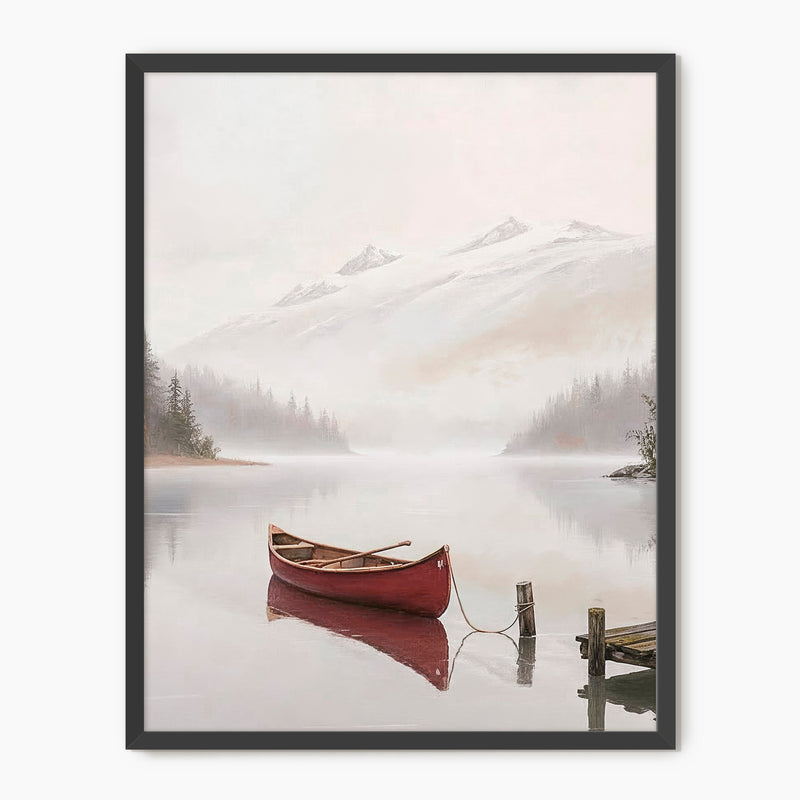 Canoe on a Misty Lake Watercolor Print - Sage and Rose Prints