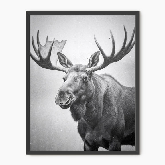 Black and White Moose Photograph - Sage and Rose Prints