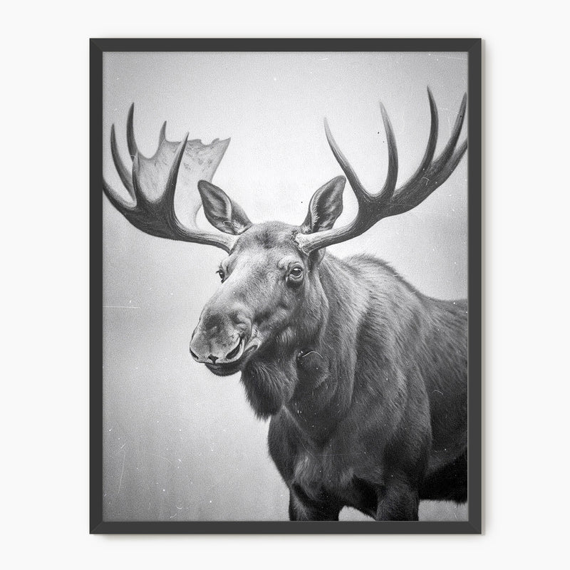 Black and White Moose Photograph - Sage and Rose Prints