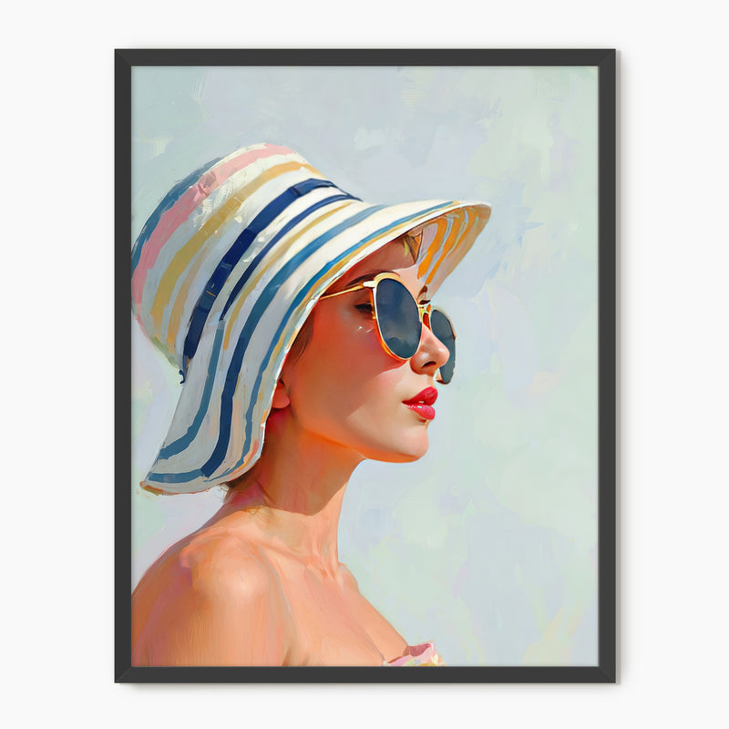 Woman in a Summer Sun Hat - Sage and Rose Prints