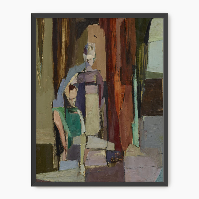 Moody Cubist Portrait No2 - Sage and Rose Prints