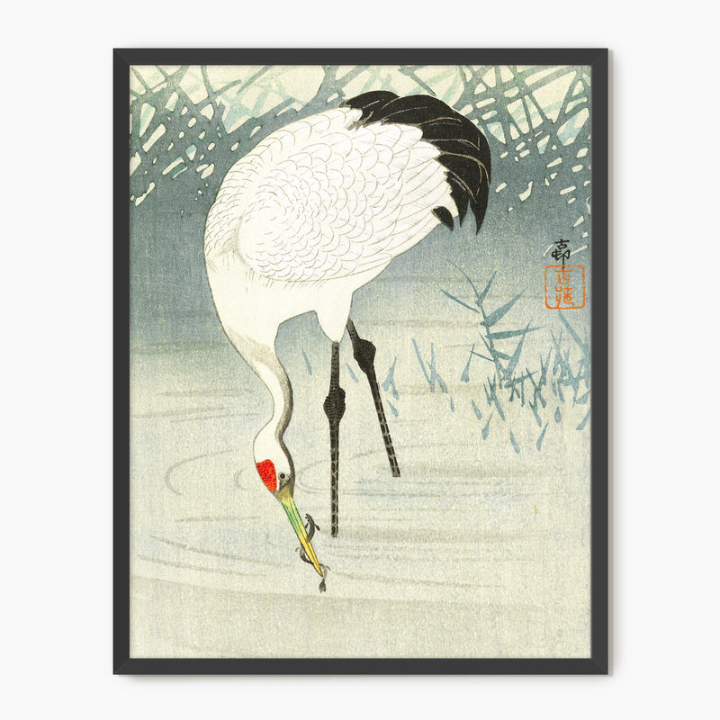 Wabi Sabi Crane in Shade of Green - Sage and Rose Prints
