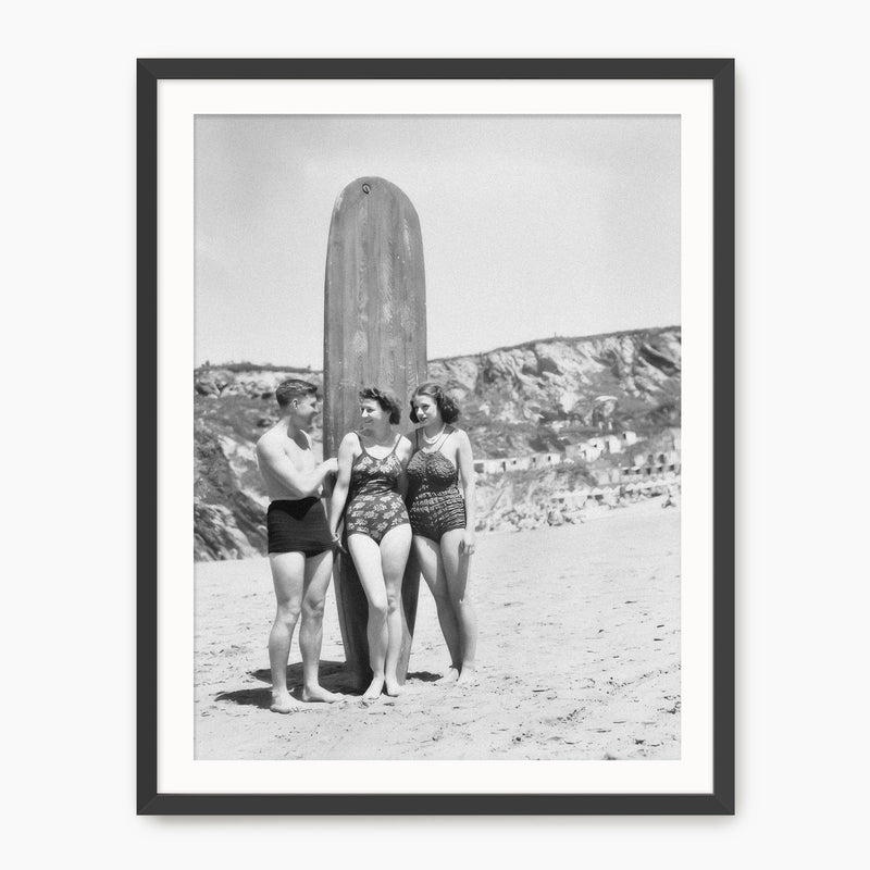 Surfboard on the Beach Old Photo - Sage and Rose Prints